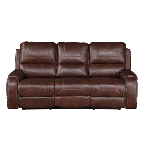 Keily Brown Reclining Sofa with Drop-Down Table from Steve Silver - Luna Furniture