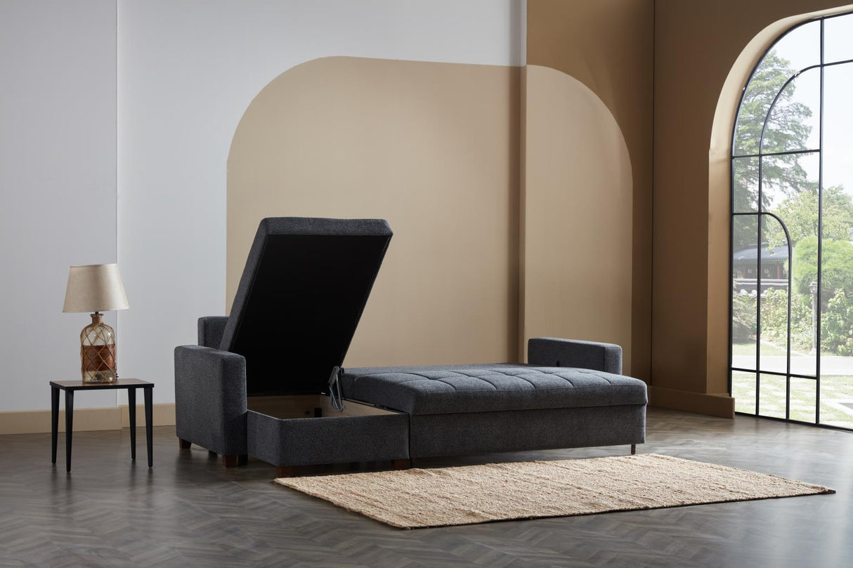 Mocca Dupont Anthracite Storage Sleeper Sofa Chaise from Bellona - Luna Furniture