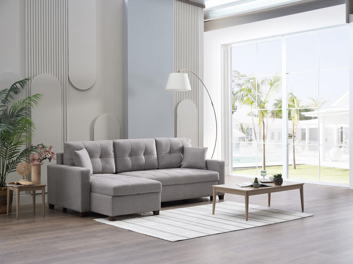 Mocca Dupont Gray Reversible Storage Sleeper Sofa Chaise from Bellona - Luna Furniture