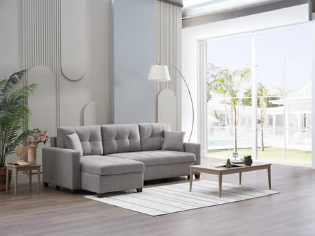 Mocca Dupont Gray Reversible Storage Sleeper Sofa Chaise from Bellona - Luna Furniture