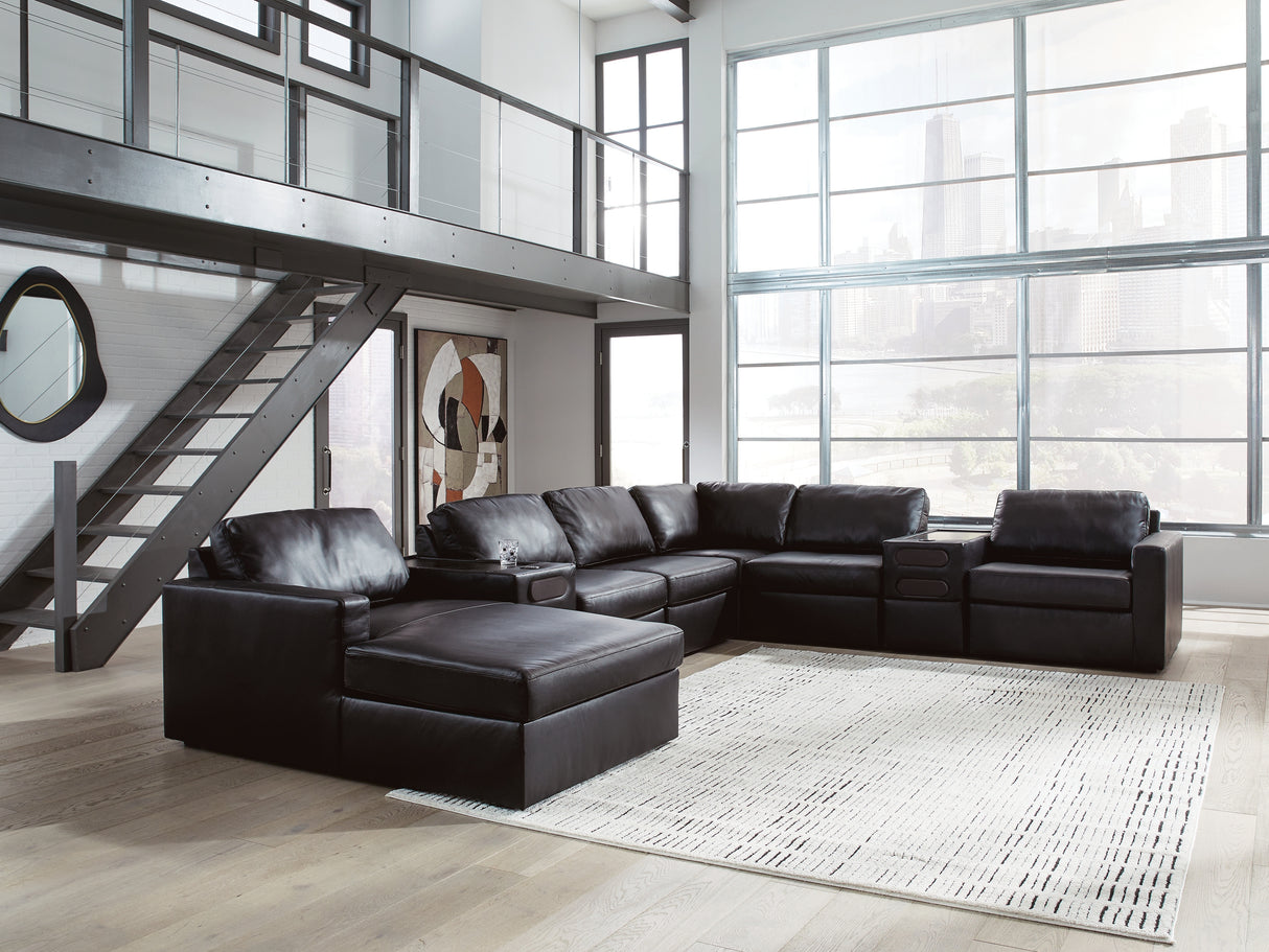 ModMax II Black 8-Piece Sectional with LAF Chaise and Audio Consoles from Ashley - Luna Furniture