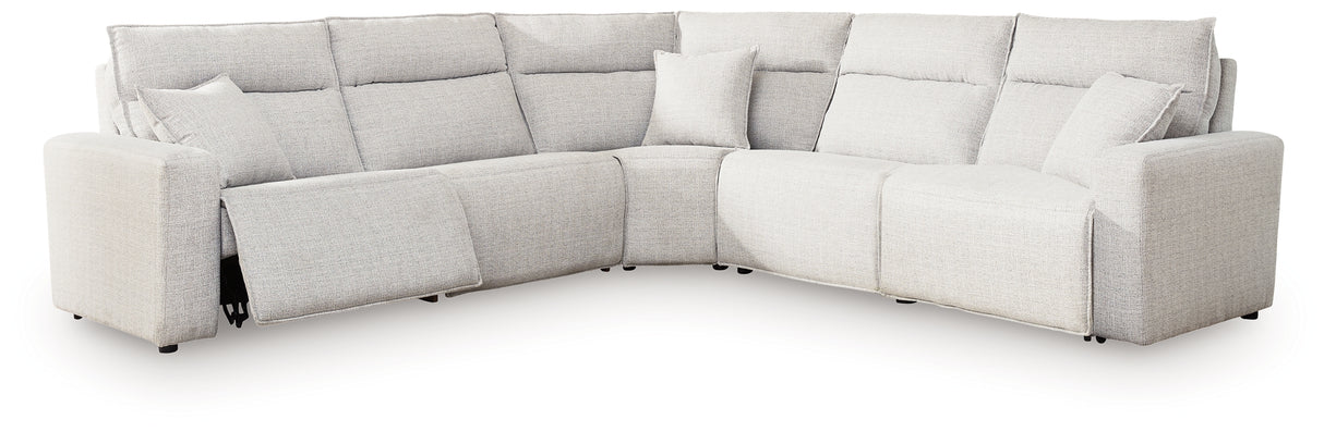 ModMax II Stone 5-Piece Power Reclining Sectional from Ashley - Luna Furniture