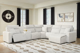 ModMax II Stone 6-Piece Power Reclining Sectional with Chaise and Console from Ashley - Luna Furniture