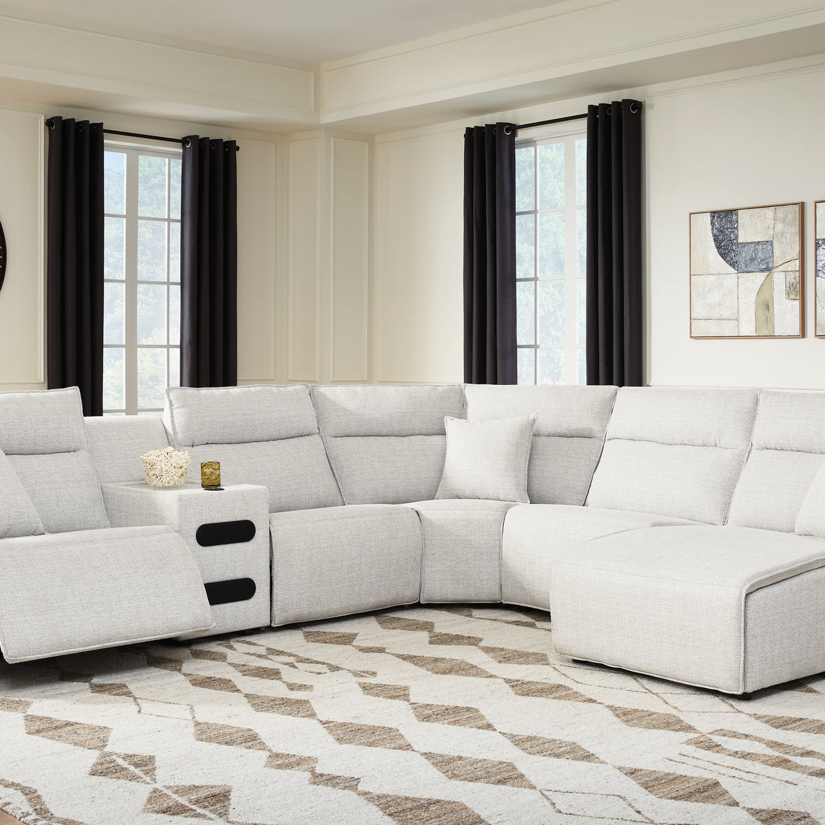 Ashley ModMax II Stone 6-Piece Reclining Sectional with Chaise and ...