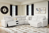 ModMax II Stone 6-Piece Reclining Sectional with Chaise and Audio Console from Ashley - Luna Furniture