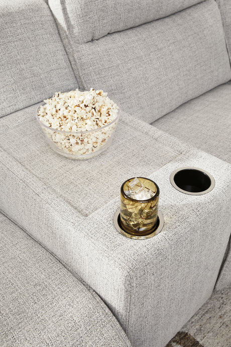 ModMax II Stone 6-Piece Reclining Sectional with Console from Ashley - Luna Furniture