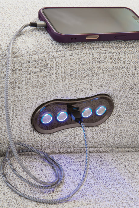 ModMax II Stone 6-Piece Reclining Sectional with Console from Ashley - Luna Furniture