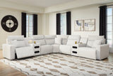 ModMax II Stone 7-Piece Power Reclining Sectional with Chaise and Audio Consoles from Ashley - Luna Furniture