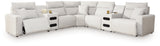 ModMax II Stone 7-Piece Power Reclining Sectional with Chaise and Audio Consoles from Ashley - Luna Furniture