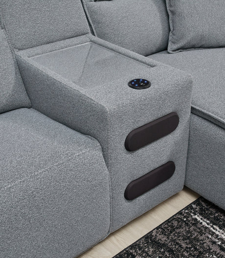 Modmax II Salt and Pepper 3-Piece Power Reclining Sectional from Ashley - Luna Furniture