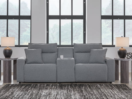 Modmax II Salt and Pepper 3-Piece Power Reclining Loveseat with Console from Ashley - Luna Furniture