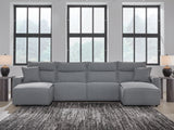 Modmax II Salt and Pepper 4-Piece Double Chaise Power Reclining Sectional from Ashley - Luna Furniture