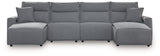 Modmax II Salt and Pepper 4-Piece Double Chaise Power Reclining Sectional from Ashley - Luna Furniture