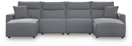 Modmax II Salt and Pepper 4-Piece Double Chaise Power Reclining Sectional from Ashley - Luna Furniture