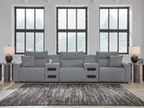 Modmax II Salt and Pepper 5-Piece Power Reclining Sectional with 2 Audio Consoles from Ashley - Luna Furniture