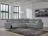 Modmax II Salt and Pepper 5-Piece L-Shape Power Reclining Sectional from Ashley - Luna Furniture