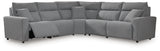 Modmax II Salt and Pepper 5-Piece L-Shape Power Reclining Sectional from Ashley - Luna Furniture