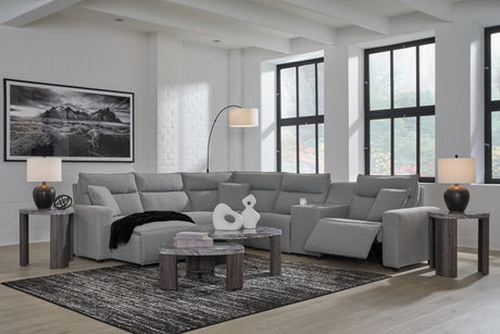 Modmax II Salt and Pepper 6-Piece Power Reclining Sectional with Chaise from Ashley - Luna Furniture