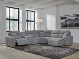 Modmax II Salt and Pepper 6-Piece Power Reclining Sectional with Chaise from Ashley - Luna Furniture