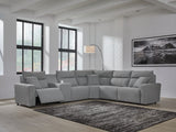 Modmax II Salt and Pepper 6-Piece L-Shape Power Reclining Modular Sectional with Console from Ashley - Luna Furniture