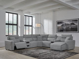 Modmax II Salt and Pepper 7-Piece Power Reclining Sectional with Chaise from Ashley - Luna Furniture