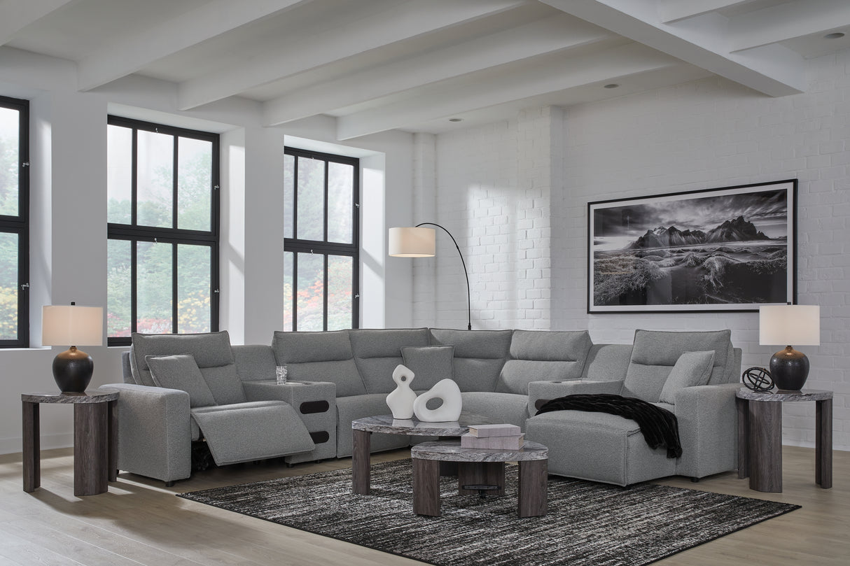 Modmax II Salt and Pepper 7-Piece Power Reclining Sectional with Chaise from Ashley - Luna Furniture