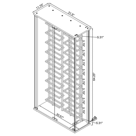 Montara Chrome Tempered Glass Wine Storage Display Curio Cabinet with LED Lighting from Coaster - Luna Furniture