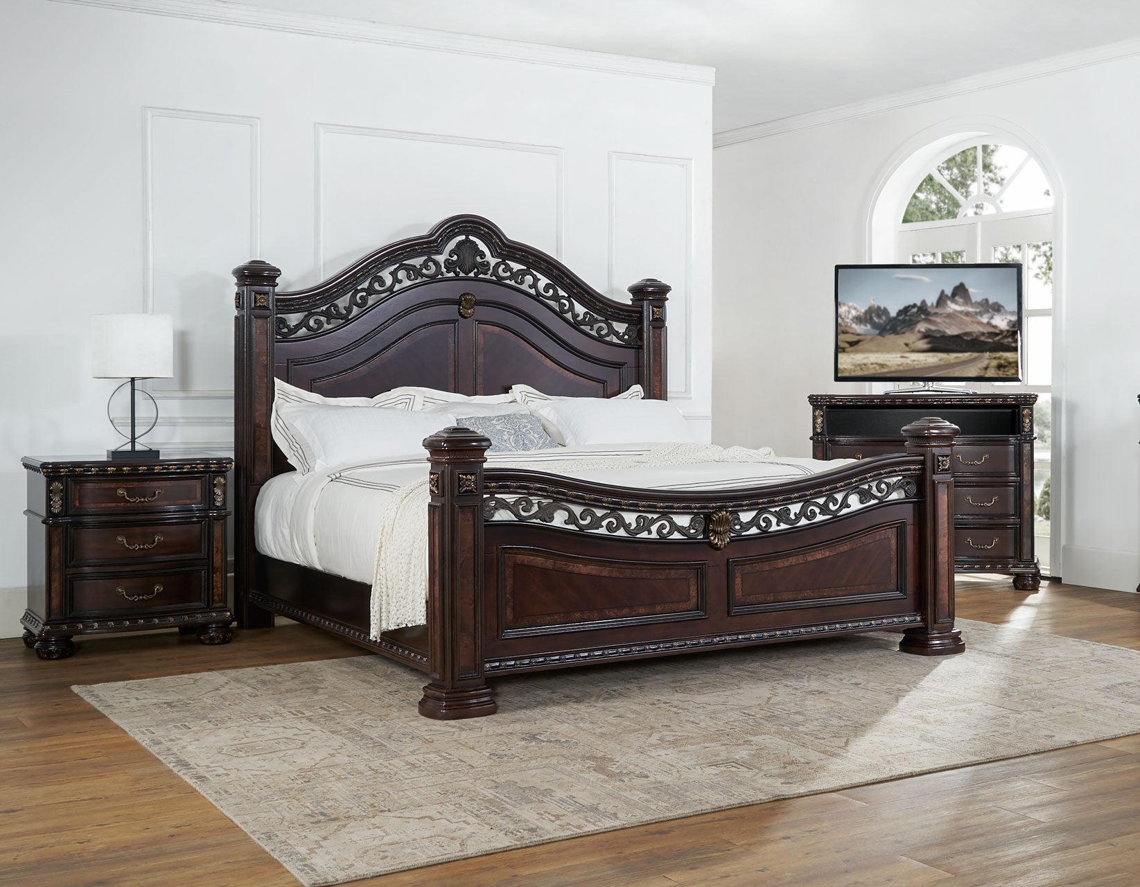 Monte Carlo Cherry Poster Bedroom Set from Steve Silver - Luna Furniture