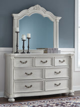 Montelaine Antique White Dresser and Mirror from Ashley - Luna Furniture