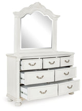 Montelaine Antique White Dresser and Mirror from Ashley - Luna Furniture