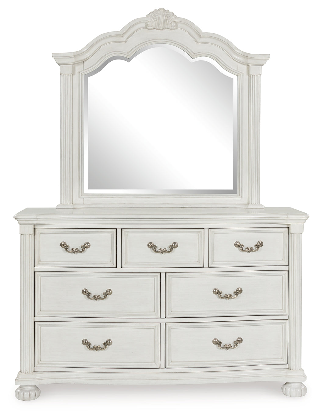 Montelaine Antique White Dresser and Mirror from Ashley - Luna Furniture