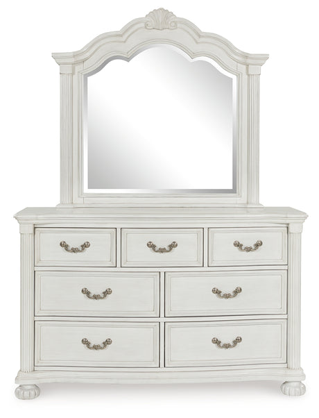 Montelaine Antique White Dresser and Mirror from Ashley - Luna Furniture