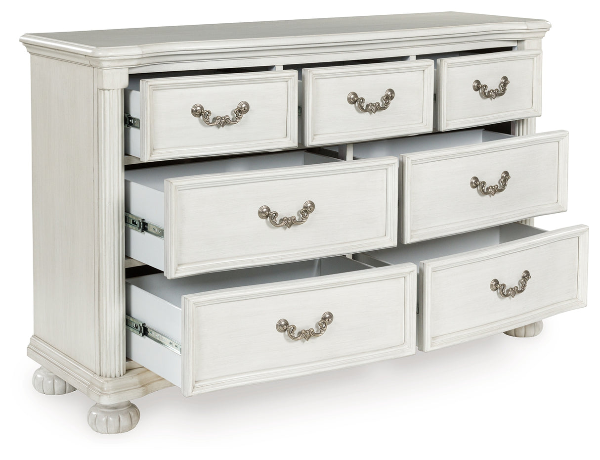 Montelaine Antique White Upholstered Panel Bedroom Set from Ashley - Luna Furniture