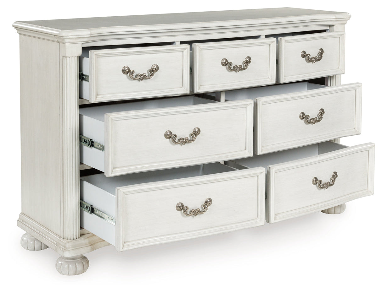 Montelaine Antique White Upholstered Panel Bedroom Set from Ashley - Luna Furniture