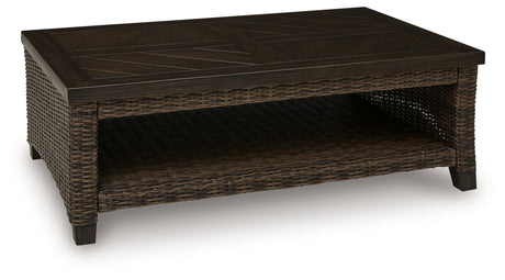 Monterey Point Dark Brown Outdoor Coffee Table from Ashley Furniture - Luna Furniture