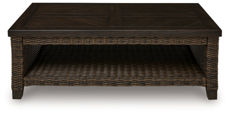 Monterey Point Dark Brown Outdoor Coffee Table from Ashley Furniture - Luna Furniture