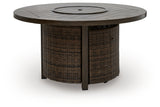 Monterey Point Dark Brown Outdoor Fire Pit Table from Ashley Furniture - Luna Furniture