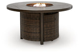 Monterey Point Dark Brown Outdoor Fire Pit Table from Ashley Furniture - Luna Furniture