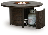Monterey Point Dark Brown Outdoor Fire Pit Table from Ashley Furniture - Luna Furniture