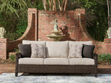Monterey Point Dark Brown Outdoor Sofa with Cushion from Ashley Furniture - Luna Furniture