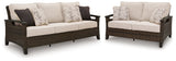 Monterey Point Outdoor Sofa and Loveseat in Dark Brown from Ashley Furniture - Luna Furniture