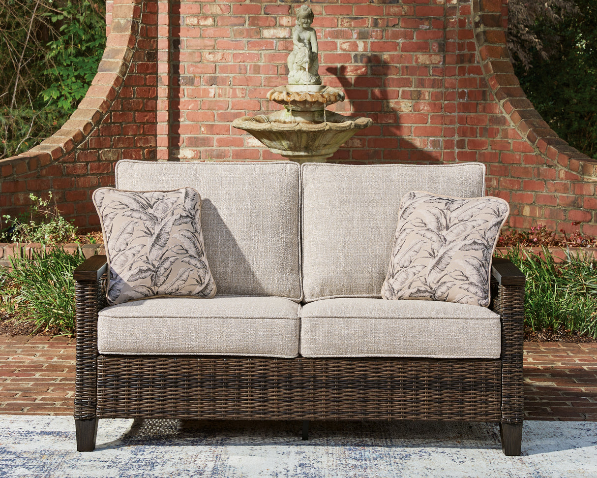 Monterey Point Outdoor Sofa and Loveseat in Dark Brown from Ashley Furniture - Luna Furniture