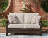 Monterey Point Outdoor Sofa and Loveseat in Dark Brown from Ashley Furniture - Luna Furniture