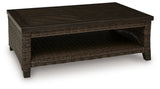 Monterey Point Outdoor Sofa and Loveseat with Coffee Table in Dark Brown from Ashley Furniture - Luna Furniture