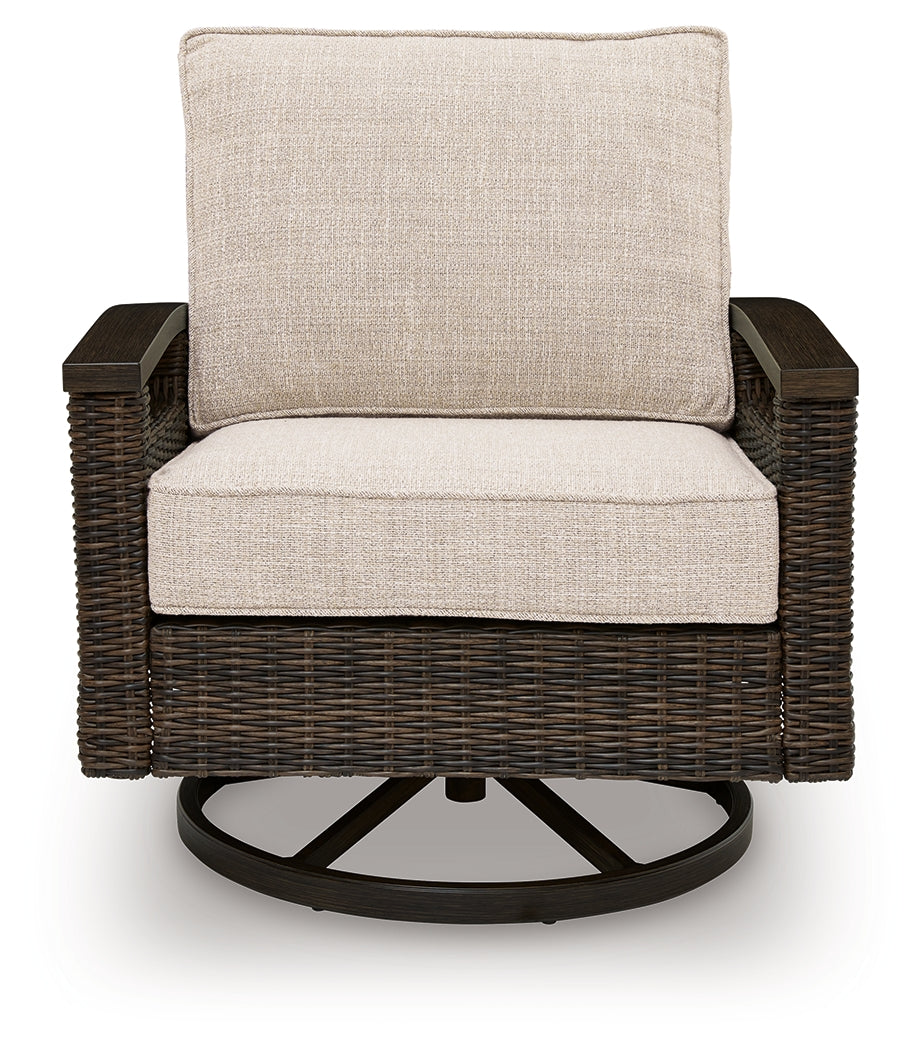 Monterey Point Outdoor Sofa with 2 Lounge Chairs in Dark Brown from Ashley Furniture - Luna Furniture