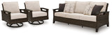 Monterey Point Outdoor Sofa with 2 Lounge Chairs in Dark Brown from Ashley Furniture - Luna Furniture