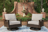 Monterey Point Outdoor Sofa with 2 Lounge Chairs in Dark Brown from Ashley Furniture - Luna Furniture