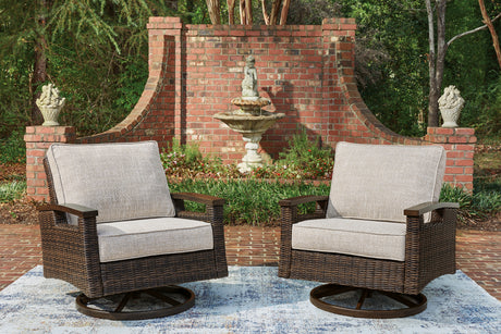 Monterey Point Outdoor Sofa with 2 Lounge Chairs in Dark Brown from Ashley Furniture - Luna Furniture