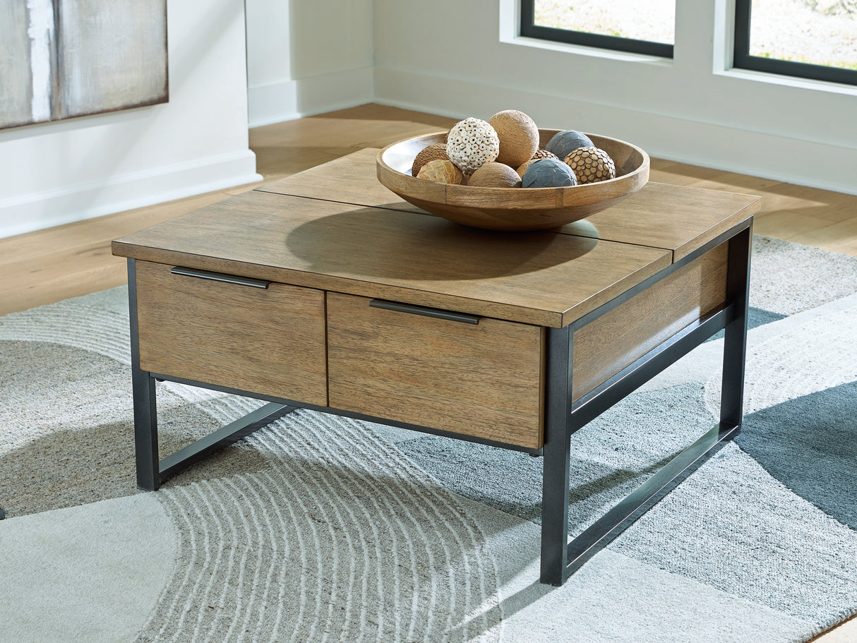 Montia Light Brown Lift-Top Coffee Table from Ashley - Luna Furniture