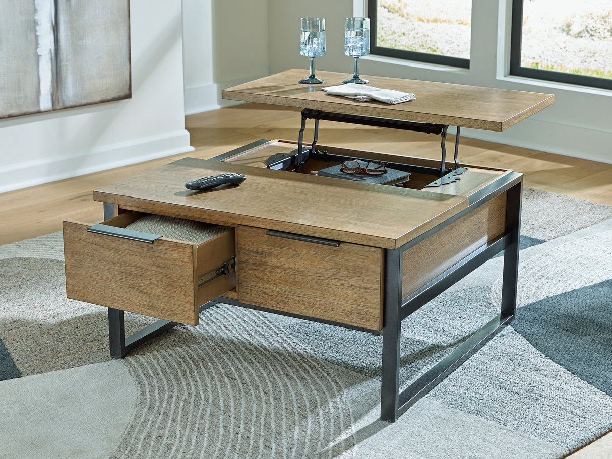 Montia Light Brown Lift-Top Coffee Table from Ashley - Luna Furniture